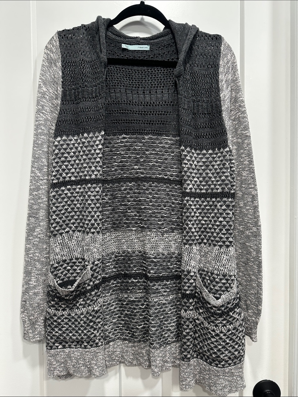 Women's Hooded Knit Sweater - Gray - Size Large